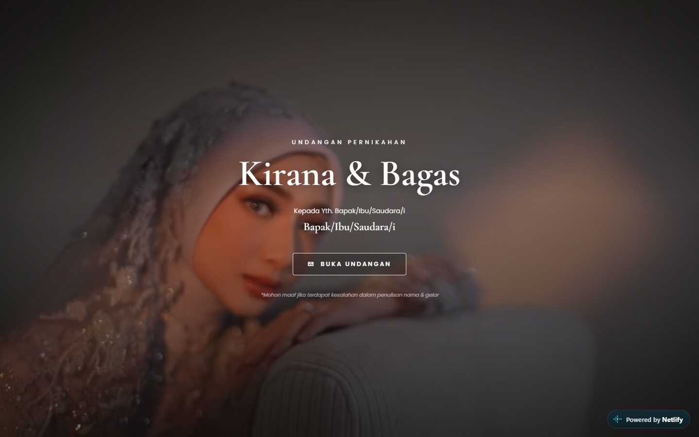 Sampul undangan Cinematic — Kirana & Bagas
