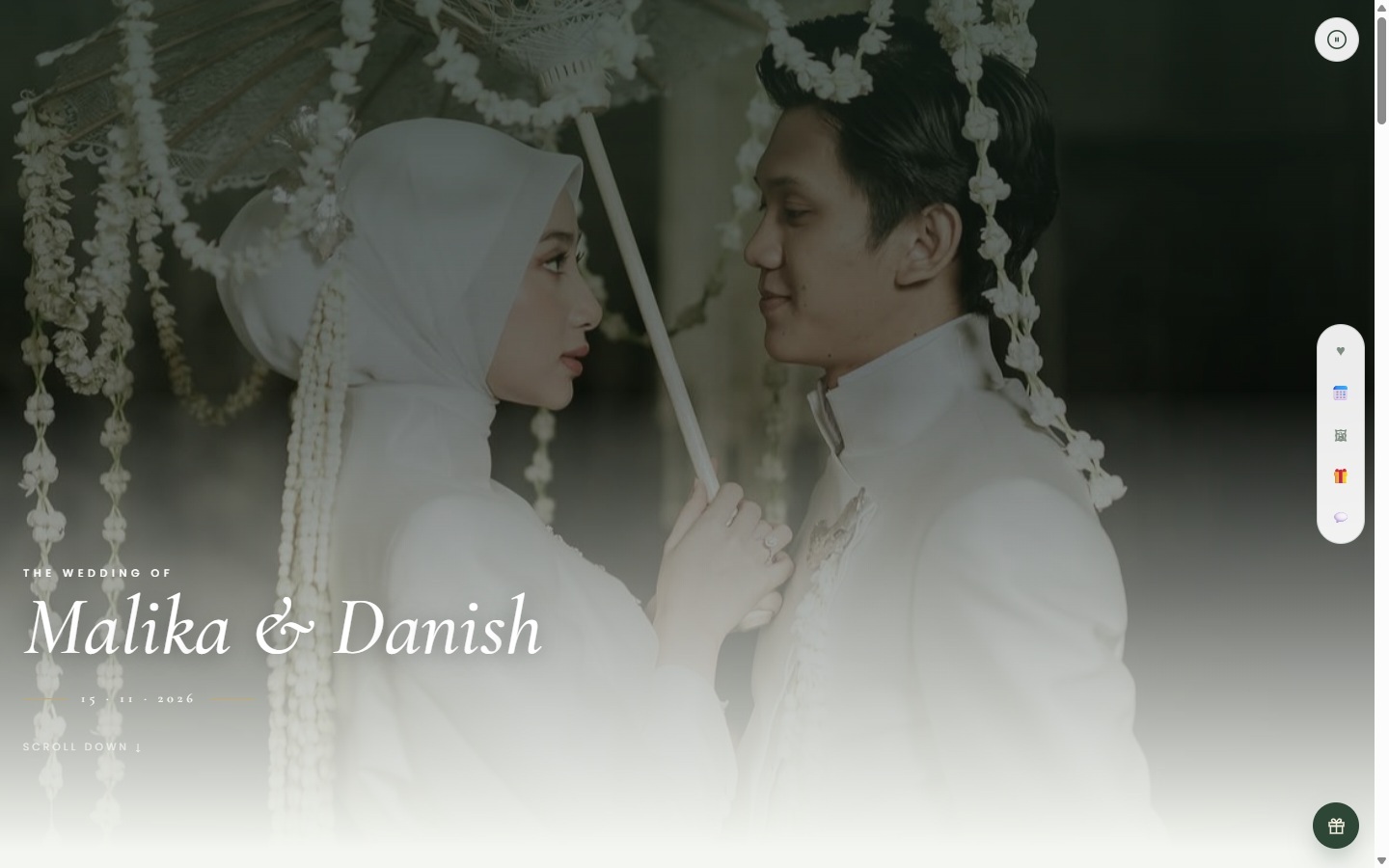 Sampul undangan Motion Art — Malika & Danish